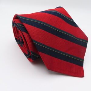 Brittany Tie Silk Red Black Green Striped Repp 3.5" Wide 58" Long England